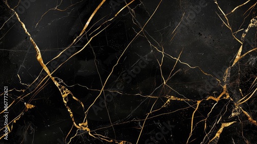Black Marble with Gold Veins Dramatic black marble with striking gold veins, creating a luxurious feel