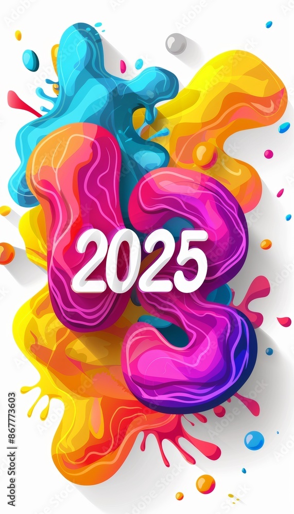 Bold 2025 number on white background for new year or future concepts, flat illustration Bold 2025 number on white background for new year or future concepts, flat illustration