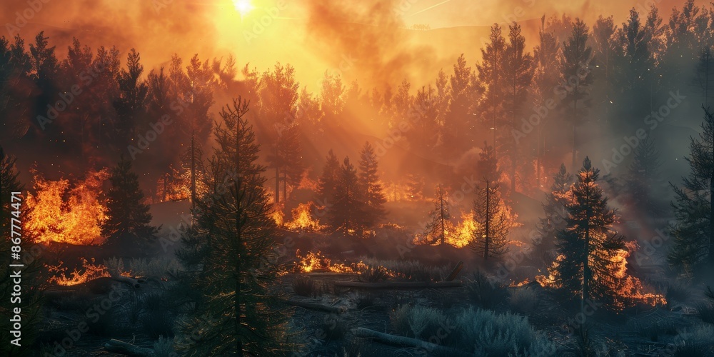 The forest is on fire. The flames are spreading quickly, and the trees are burning. The fire is out of control. The forest is on fire. The flames are spreading quickly, and the trees are burning. The fire is out of control.