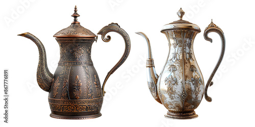 Decorative Vintage Coffee Pot isolated on a transparent background