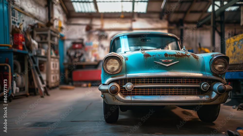 Car in auto repair shop