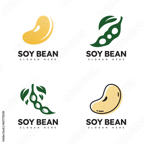 Soy bean logo healthy food vector design