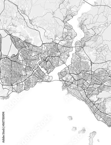 Photography Map of the city of Istanbul, Turkiye
