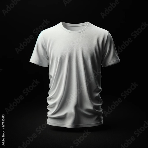 White thirt isolated on black background. White tshirt mockup photo