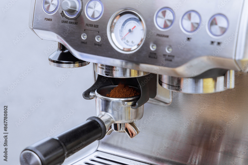 Professional espresso coffee maker is used to brew black coffee Professional espresso coffee maker is used to brew black coffee