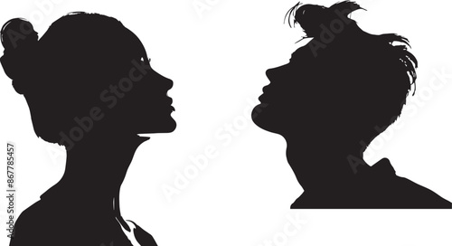 Vector silhouette cameo man and woman 