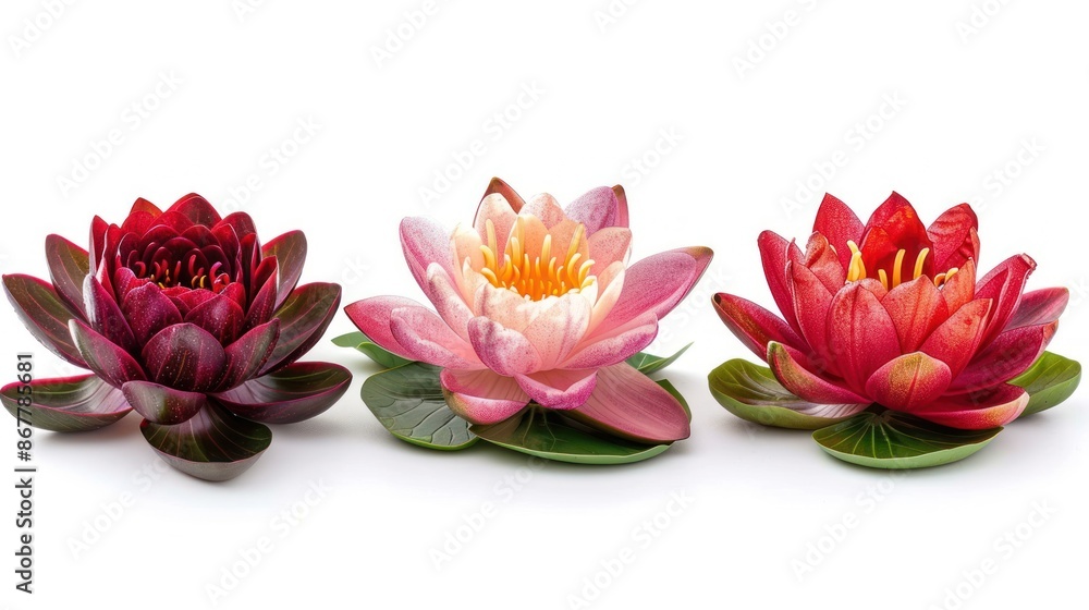 Fototapeta premium Three Water Lilies In A Row