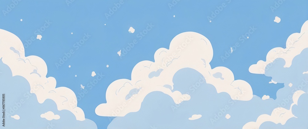 illustration flat blue sky and white cloud background illustration flat blue sky and white cloud background