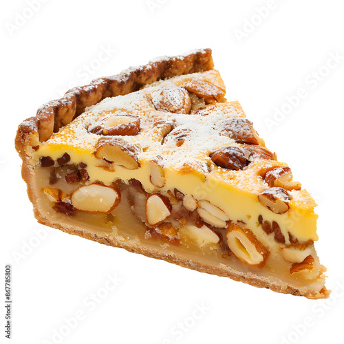 Traditional british almond tart on transparent background