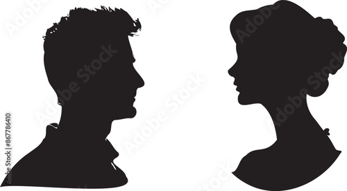 Vector silhouette cameo man and woman 