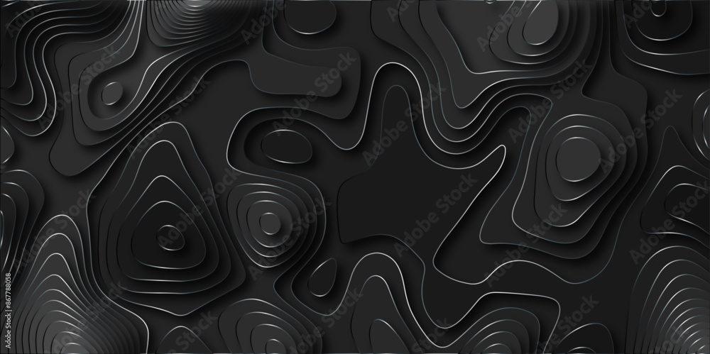Abstract gray papercut background with waves. Contour map background. Geographic line mountain relief. 3D papercut layers, Abstract paper cut white background in illustration. Abstract gray papercut background with waves. Contour map background. Geographic line mountain relief. 3D papercut layers, Abstract paper cut white background in illustration.