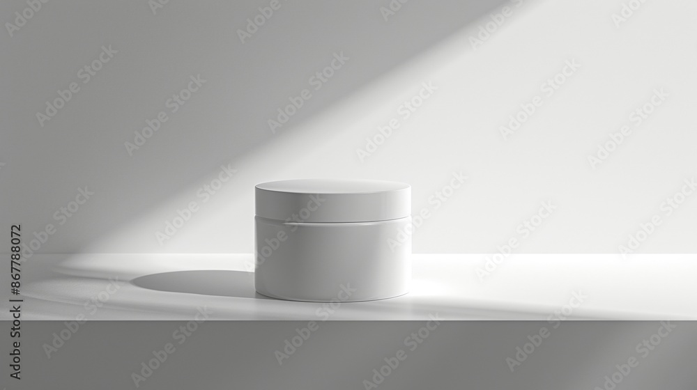White Plastic Jar on a White Surface in Sunlight White Plastic Jar on a White Surface in Sunlight