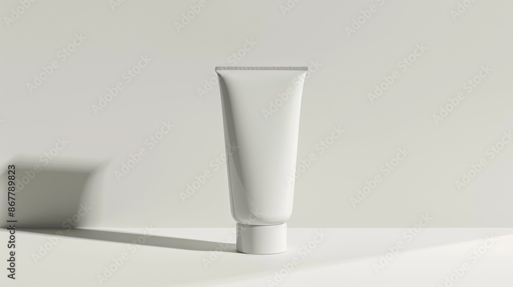 White Plastic Tube Packaging On White Surface With Shadows White Plastic Tube Packaging On White Surface With Shadows