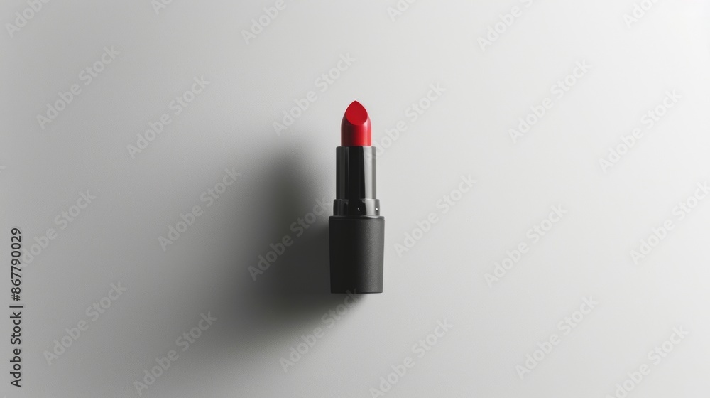 A Single Red Lipstick on a White Background A Single Red Lipstick on a White Background