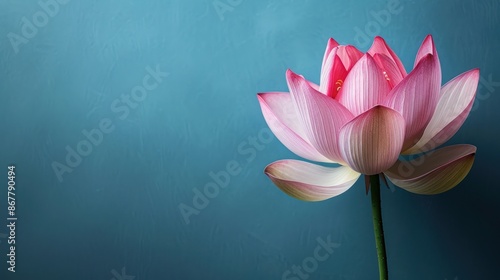 Wallpaper Mural Pink Lotus Flower on a Teal Background Torontodigital.ca