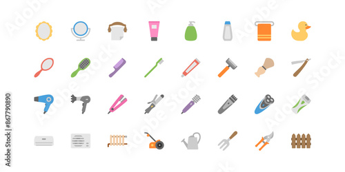 Household collection. cleaner vector flat icons