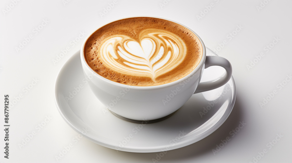 Hot coffee latte art isolated on white background Hot coffee latte art isolated on white background