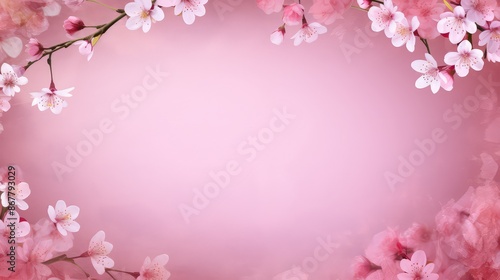 Wallpaper Mural Pink Cherry blossom Illustration. Frame of Sakura Cherry Blossoms Spring flower Torontodigital.ca