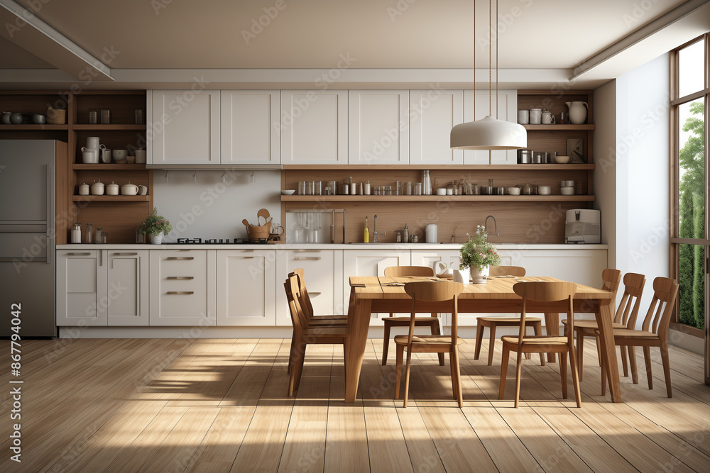 La salle à manger, baignée de lumière naturelle, invitait à des repas chaleureux en famille dans ce décor contemporain et élégant. La salle à manger, baignée de lumière naturelle, invitait à des repas chaleureux en famille dans ce décor contemporain et élégant.