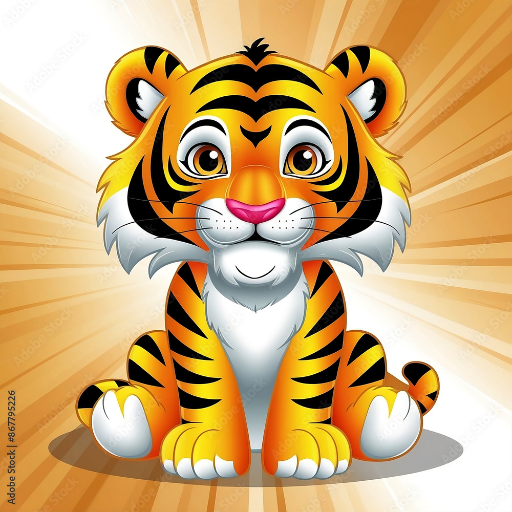 isolated cute baby tiger animal. Generative Ai isolated cute baby tiger animal. Generative Ai