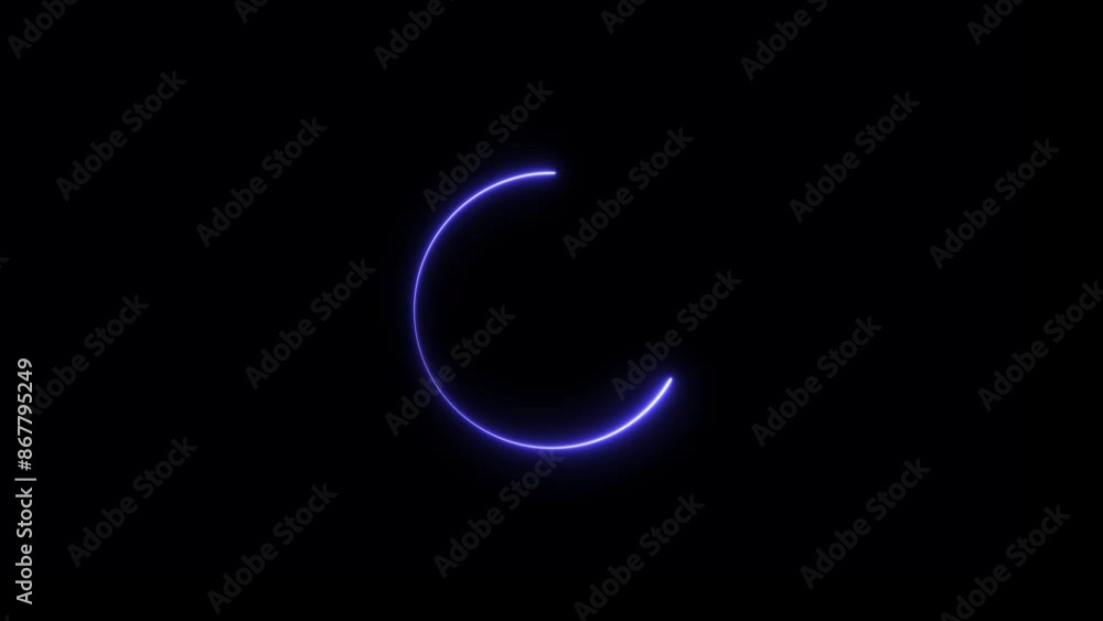 circle animation neon light on black background. circle animation neon light on black background.