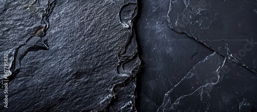 Panel kuchenny z motywem Dark grey black slate background vs black granite slabs background