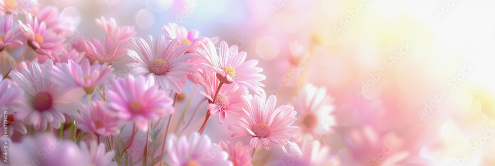Vibrant Display of Colorful Flowers in a Field Vibrant Display of Colorful Flowers in a Field