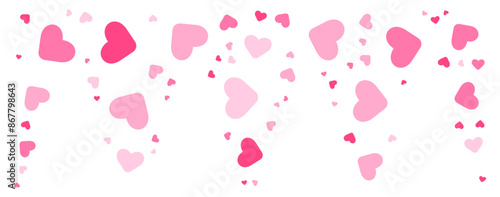 Pink hearts corner particles. Vector illustration.	