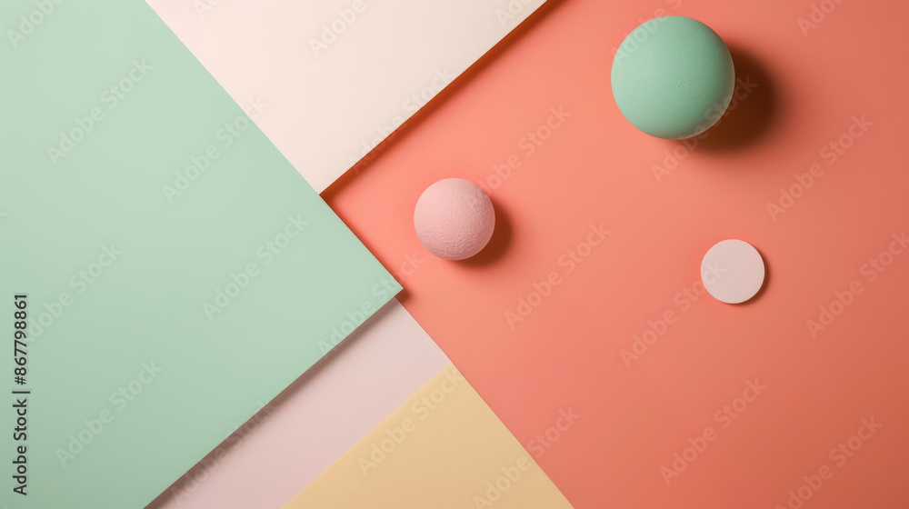 Abstract geometric shapes, muted pastel tones, minimalist design, soft light, topdown view, clean and serene Abstract geometric shapes, muted pastel tones, minimalist design, soft light, topdown view, clean and serene