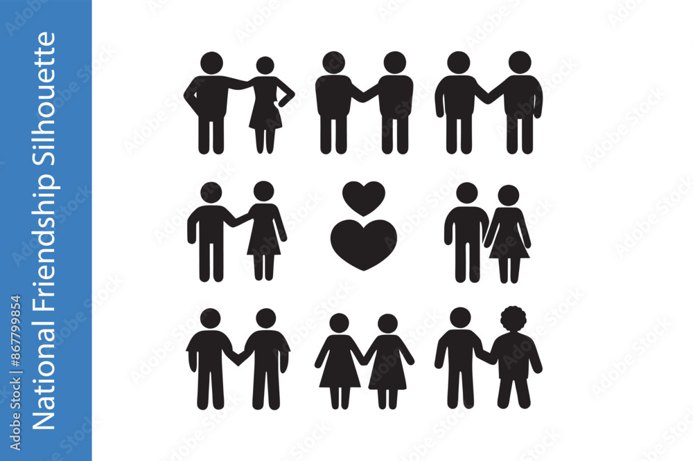 National Friendship Day Silhouette Set National Friendship Day Silhouette Set