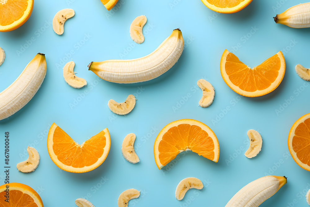 Fruit pattern on a blue background Fruit pattern on a blue background