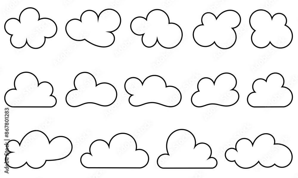 Set of cute cloud line arts