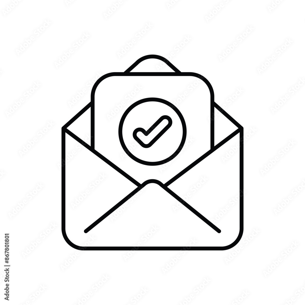 Mail Approved icon design with white background stock illustration Mail Approved icon design with white background stock illustration