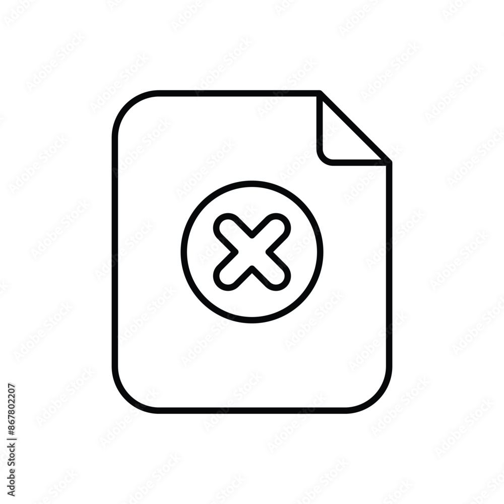 Document Reject icon design with white background stock illustration