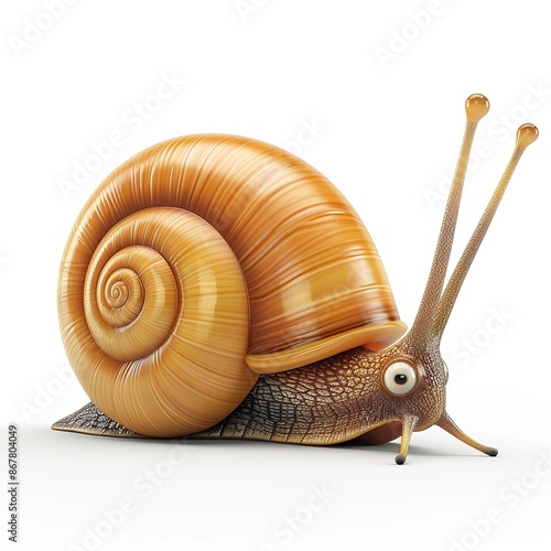 Snail 3D cartoon isolated whitebackground 