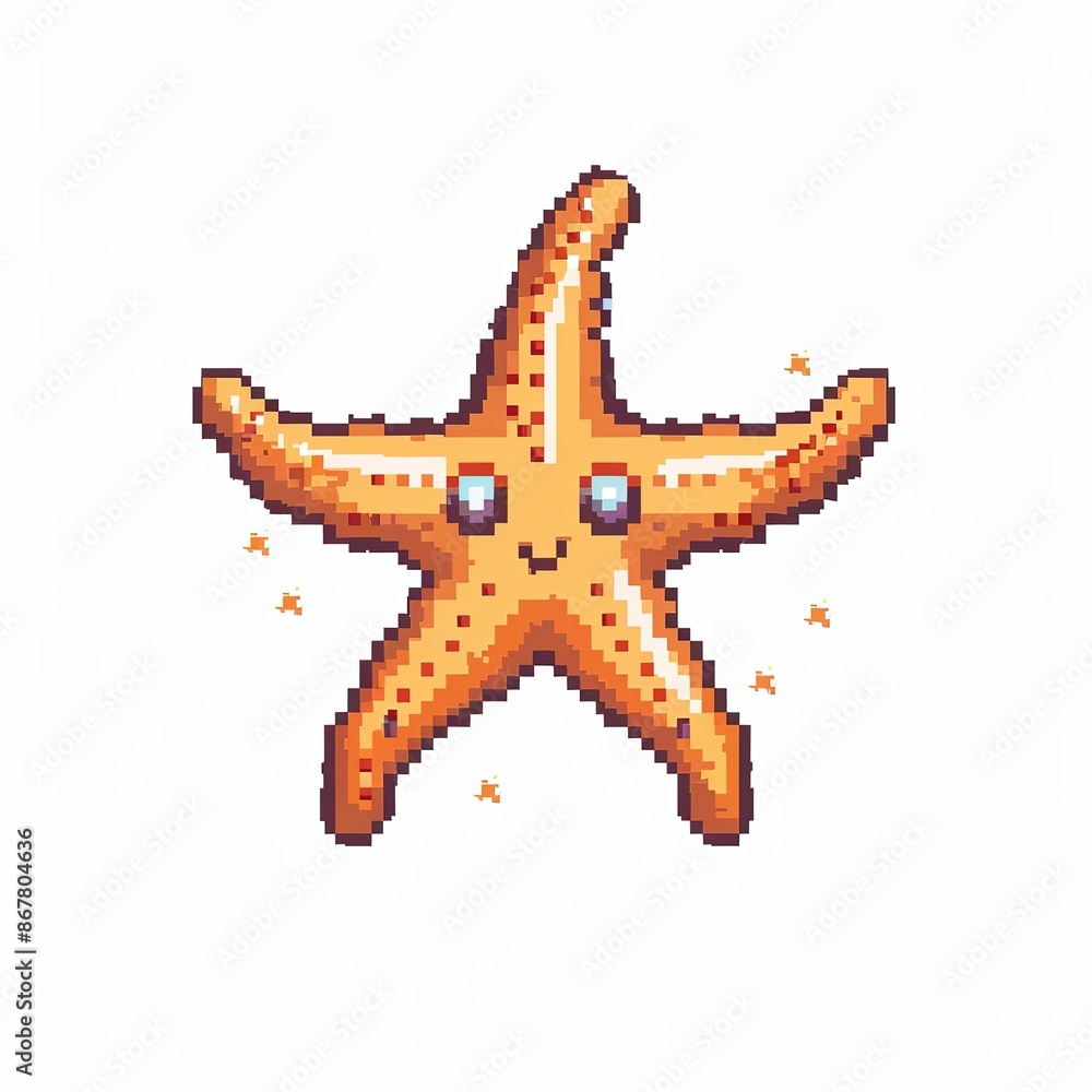 Starfish 8-bit cartoon isolated whitebackground Starfish 8-bit cartoon isolated whitebackground
