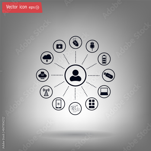 Vector illustration, gray background.