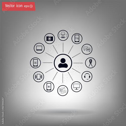 Vector illustration, gray background.