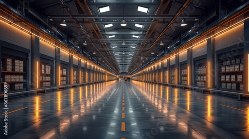 Wallpaper Mural Modern Industrial Warehouse Interior with Neon Lights - Generative AI Torontodigital.ca