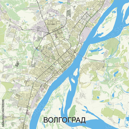 Volgograd, Russia map poster art
