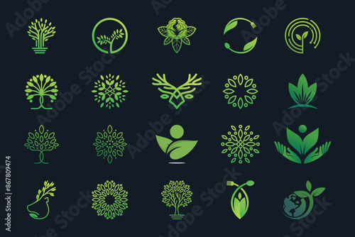 Set boutique  logo design unique concept style Premium Vector
