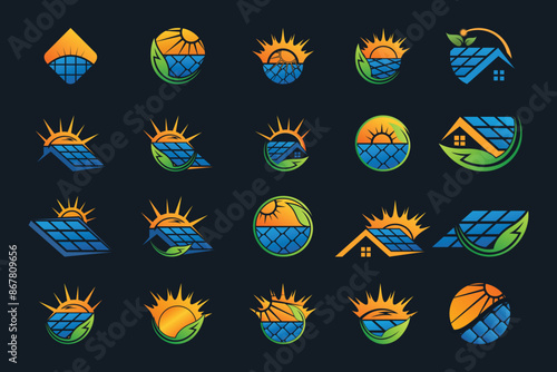 Set bundle solar logo design vector collection with unique element idea