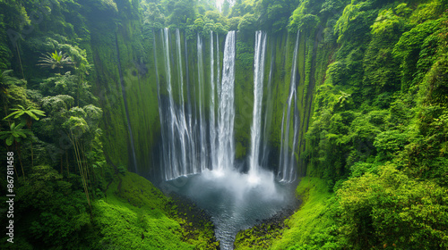 Waterfall in a Lush Forest
