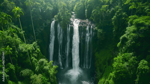 Waterfall in a Lush Forest