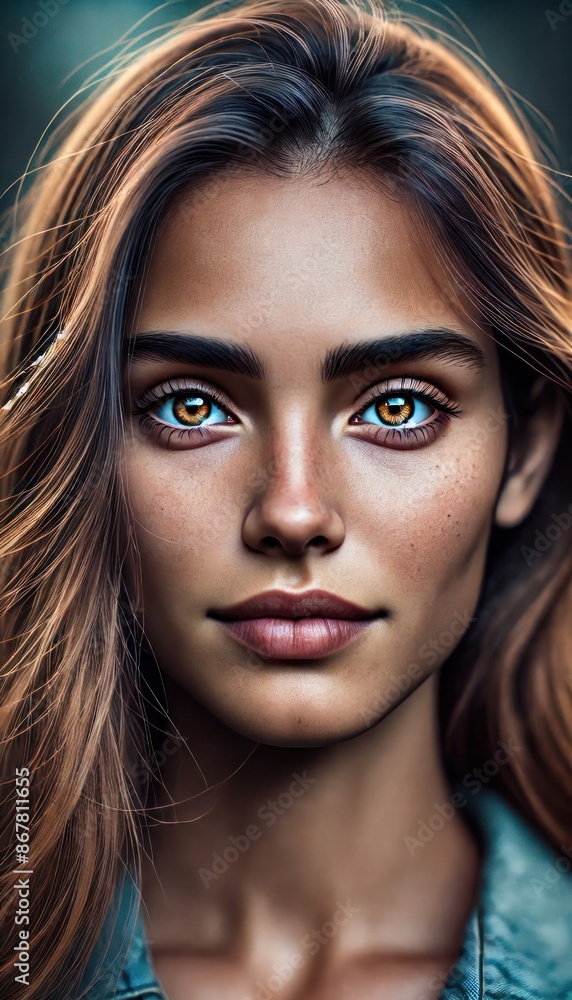 Stunning Realistic Portrait of a Young Woman with Captivating Eyes Stunning Realistic Portrait of a Young Woman with Captivating Eyes