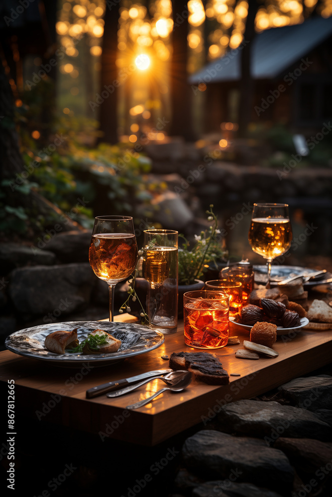 Dans un bistro romantique, deux verres de vin rouge attendent sur la table, prêts pour une soirée de conversations intimes et de célébration. Dans un bistro romantique, deux verres de vin rouge attendent sur la table, prêts pour une soirée de conversations intimes et de célébration.