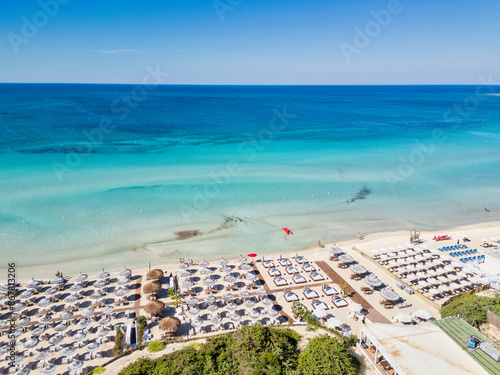 Estate a Porto Cesareo: Vista Aerea sulla Spiaggia di Torre Lapillo - Salento, Puglia, Lecce, Italia