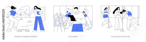 Fitness center isolated cartoon vector illustrations se