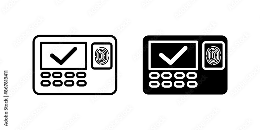Attendance machine icon set. sign for mobile concept and web design color editable Attendance machine icon set. sign for mobile concept and web design color editable