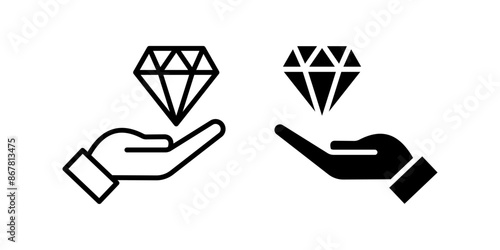 Diamond icon set. premium sign color editable